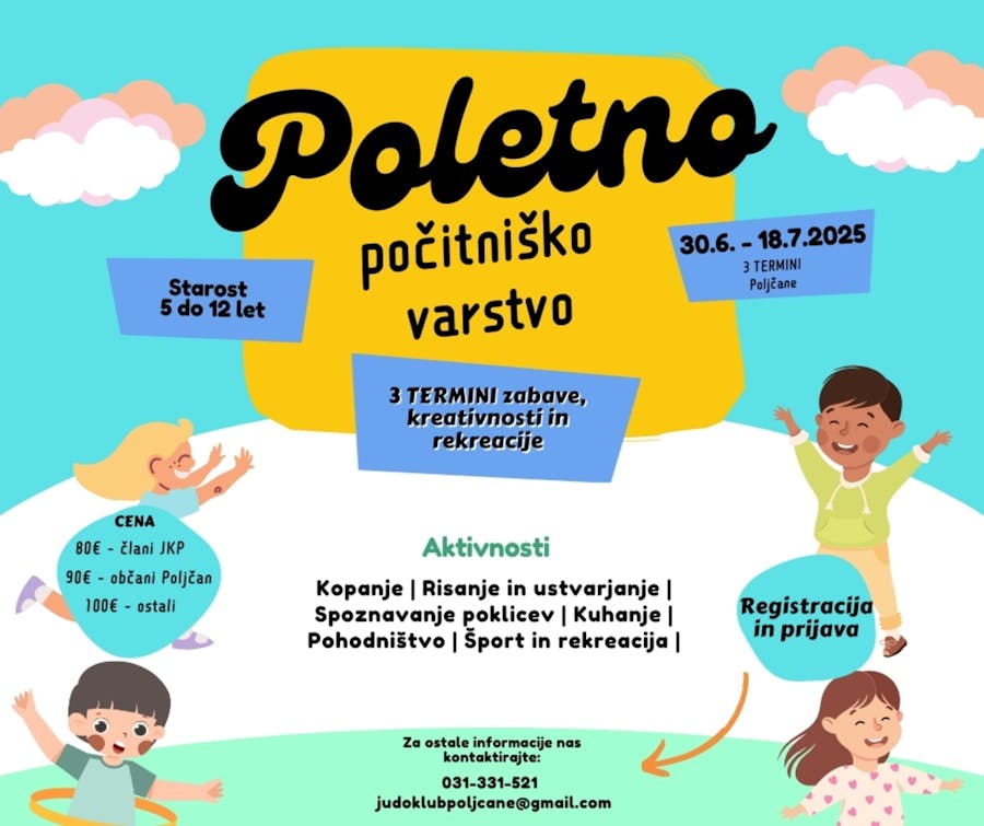 POLETNO POČITNIŠKO VARSTVO 2025 – PRIDRUŽI SE POLETNI PUSTOLOVŠČINI!